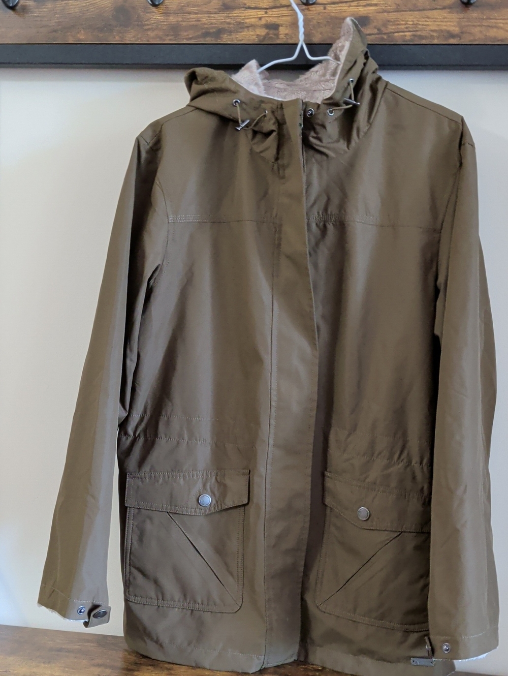 Natural Reflections Olive Green Hooded Raincoat